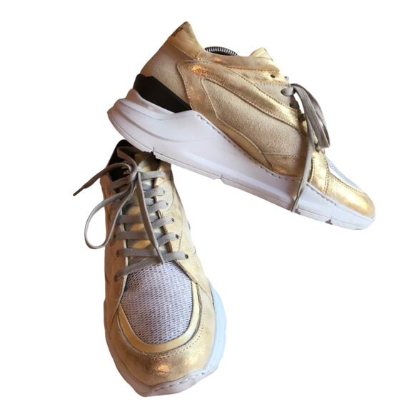 P448 Chunky Leia Silver and Gold Metallic Suede and Mesh Sneakers size 39 - Picture 3 of 14